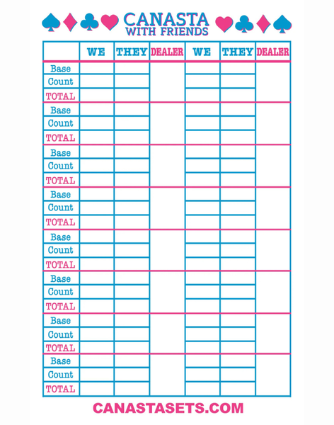 Canasta Small Score Pad