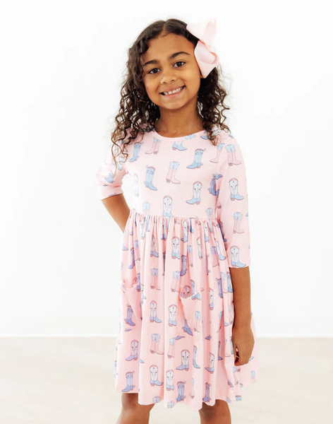 Ribbons & Rodeos 3/4 Sleeve Pocket Twirl Dress