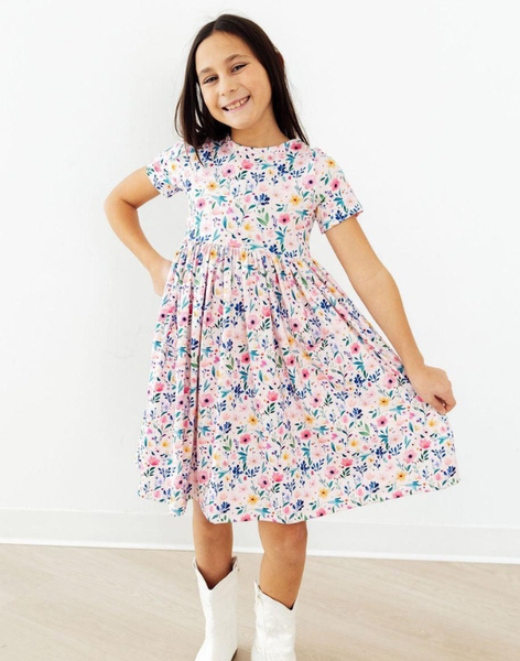 Morning Meadows Short Sleeve Pocket Twirl Dress