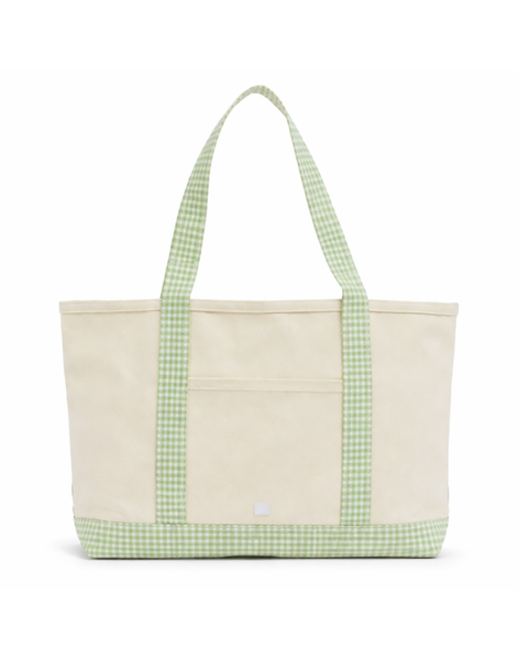 TRVL Medium Tote With Gingham Leaf Trim