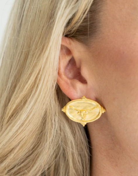 Susan Shaw Longhorn Intaglio Stud Earrings