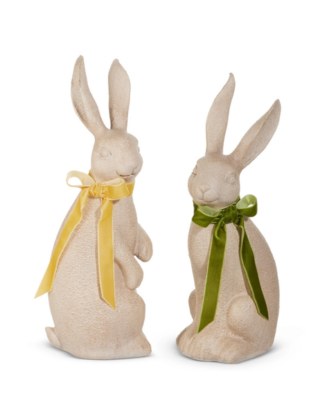 14.5" Concrete Look Rabbit with Bow