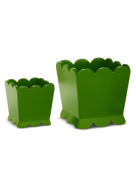Green Scalloped Planter
