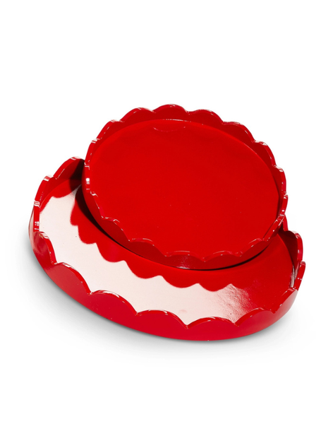 Round Red Scalloped Tray