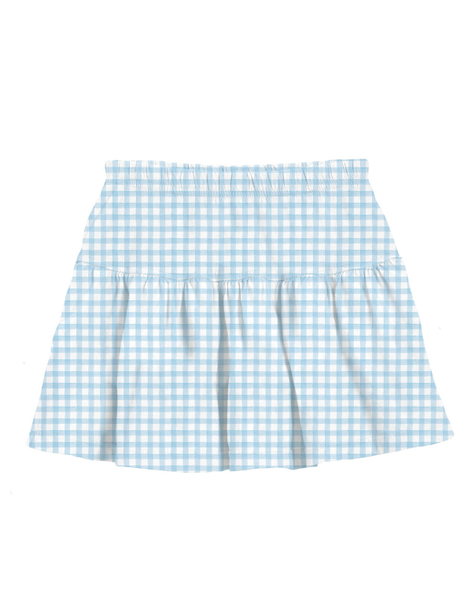 Blue Gingham Gathered Skort