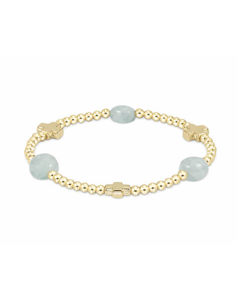 eNewton Signature Cross Admire Pattern 3mm Bracelet - Aqua