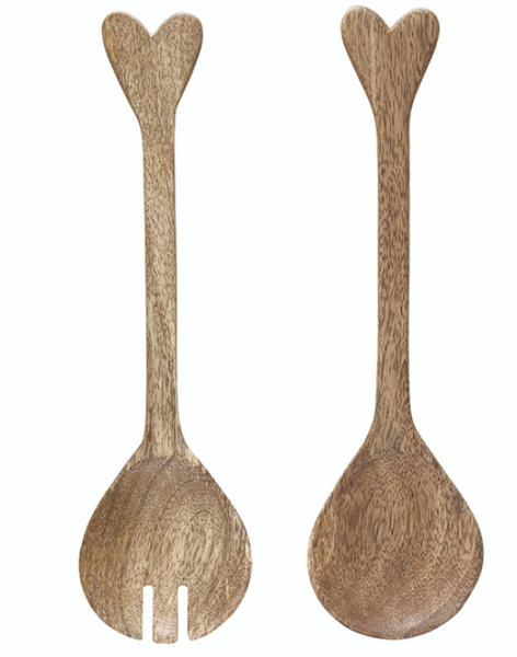 Wood Heart Serving Set