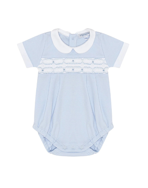 Blue Signature Smocked Boy Bubble
