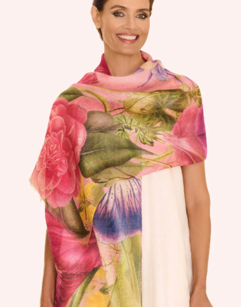 Floral Study Linen/Cotton Mix Scarf--Petal