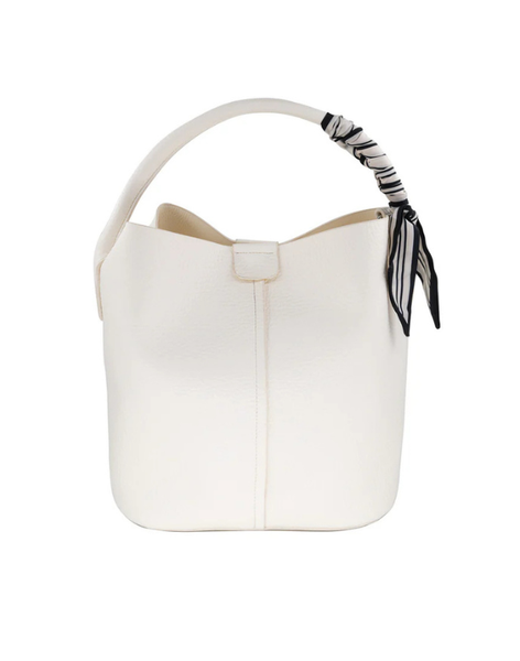 White Bucket Bag With Scarf