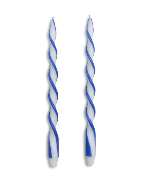 Twist and Glow Set of 2 Blue Ribbon 15 3/4" Twist Taper Candles