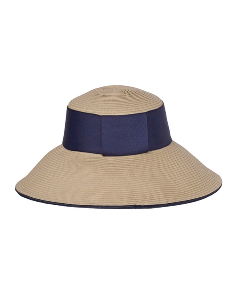 Packable Lampshade Hat - Natural/Navy