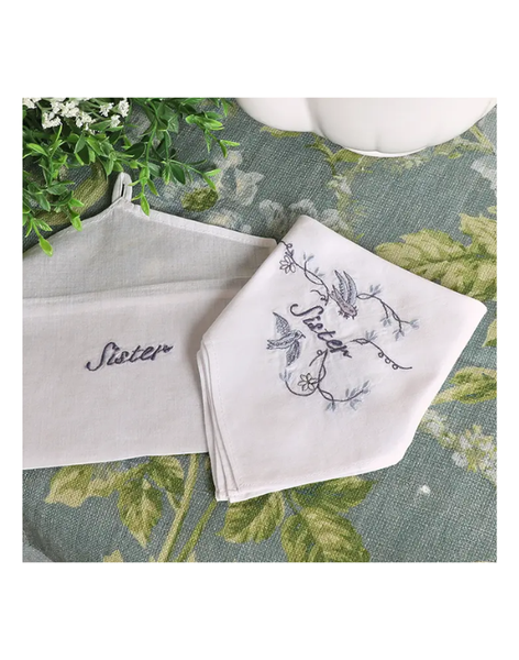 Sister Embroidered Envelope Hankie