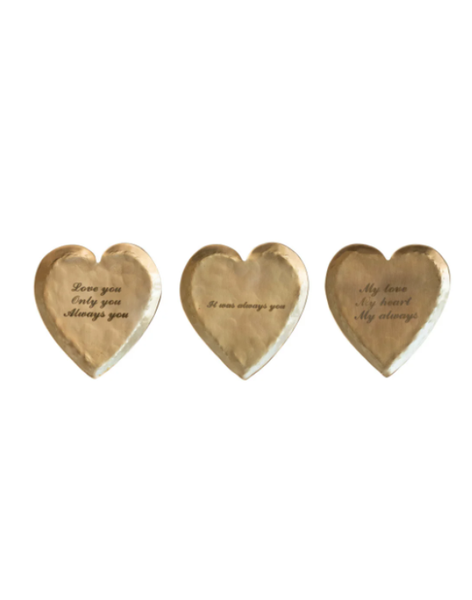 Brass Heart Dish With Saying