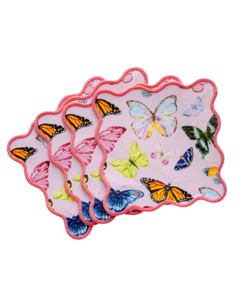 Pink Butterflies Cocktail Squares