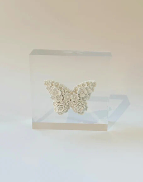 White Butterfly Intaglio Acrylic