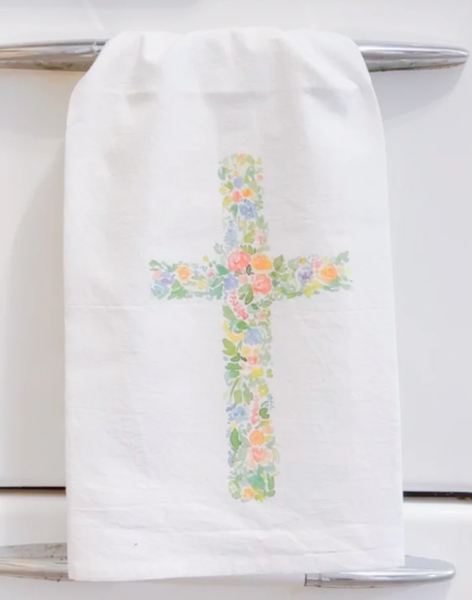 Floral Cross Tea Towel