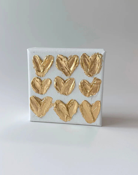 Gold Painted Hearts Canvas