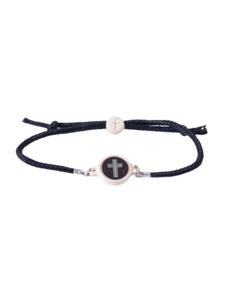 Tap to Pray Bracelet--Onyx and Cross