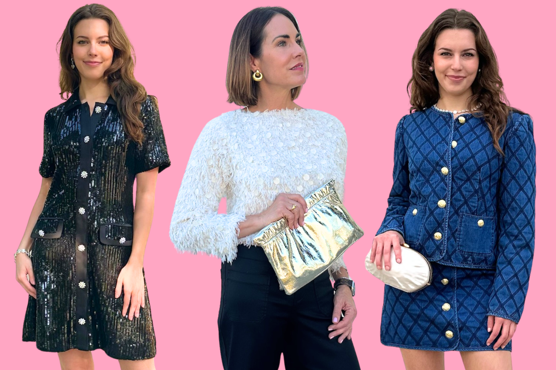 Bold holiday glam styling with eye-catching details designed to stand out all season long.