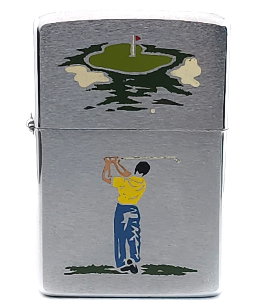 1965 Sports Series Zippo Cigarette Lighter Enameled Golfer Golfing Scene  Golf