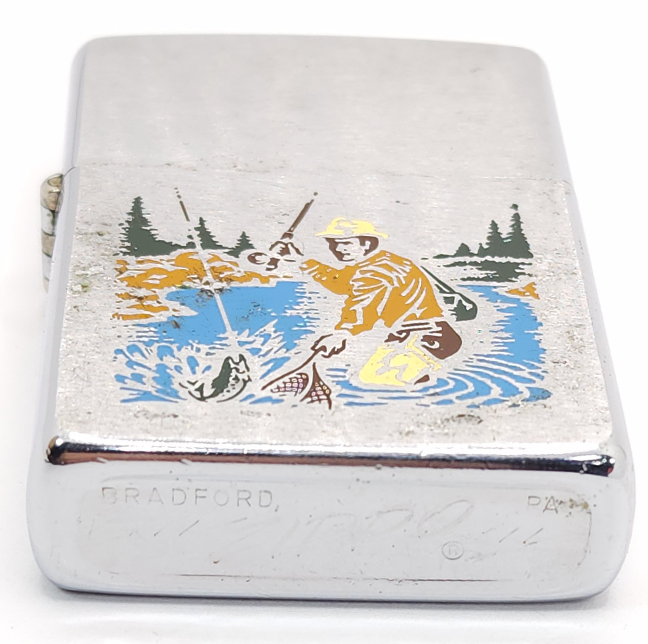 File:Zippo Cigarette Lighter With Fishing Scene, Made In USA