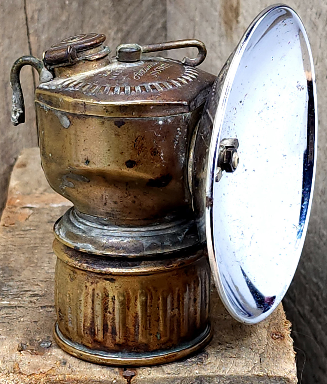 Antique Justrite Streamlined Brass Coal Miner's Carbide Light Mining Lamp  Mine