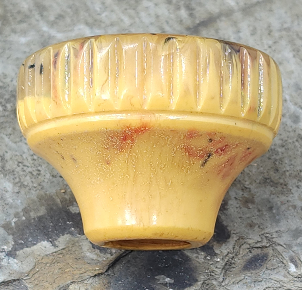 Vintage Swirled Cream Black Bakelite Steering Wheel Spinner Suicide