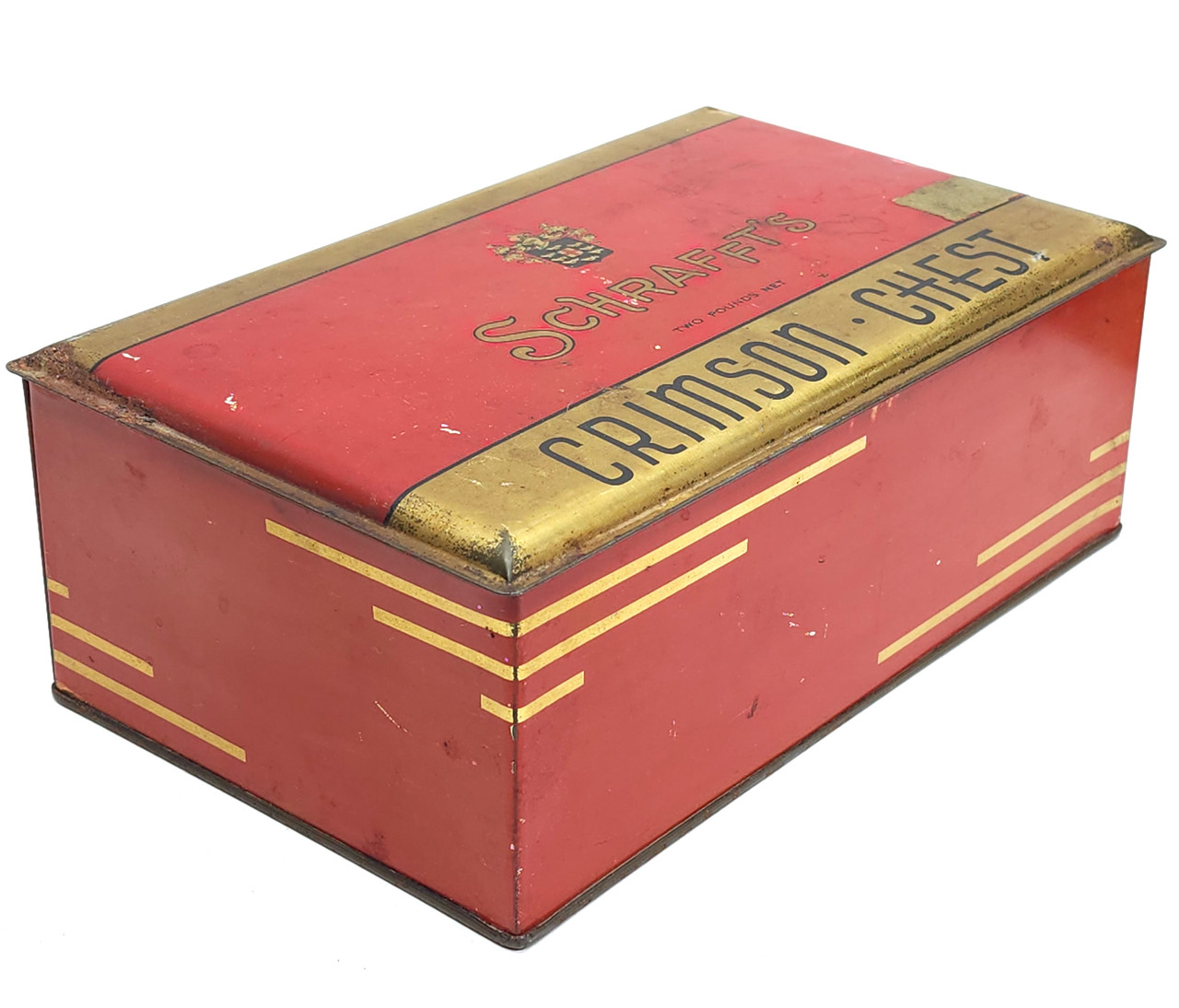 Vintage Schrafft's Crimson Chest Two Pound Metal Candy