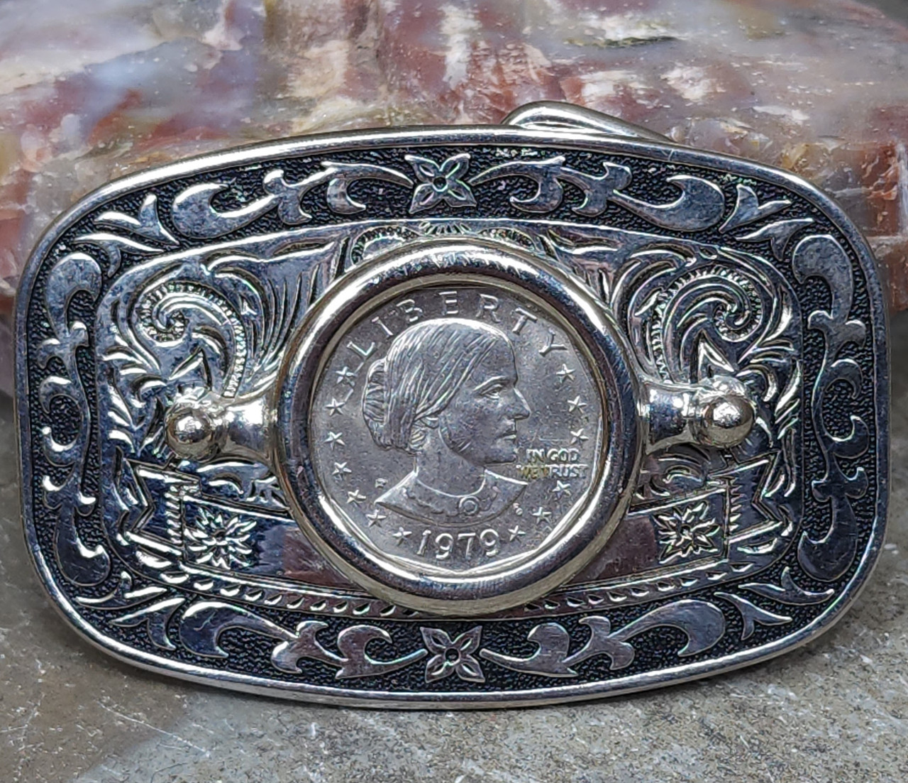 Vintage Western Style Belt Buckle with 1972 Susan B. Anthony