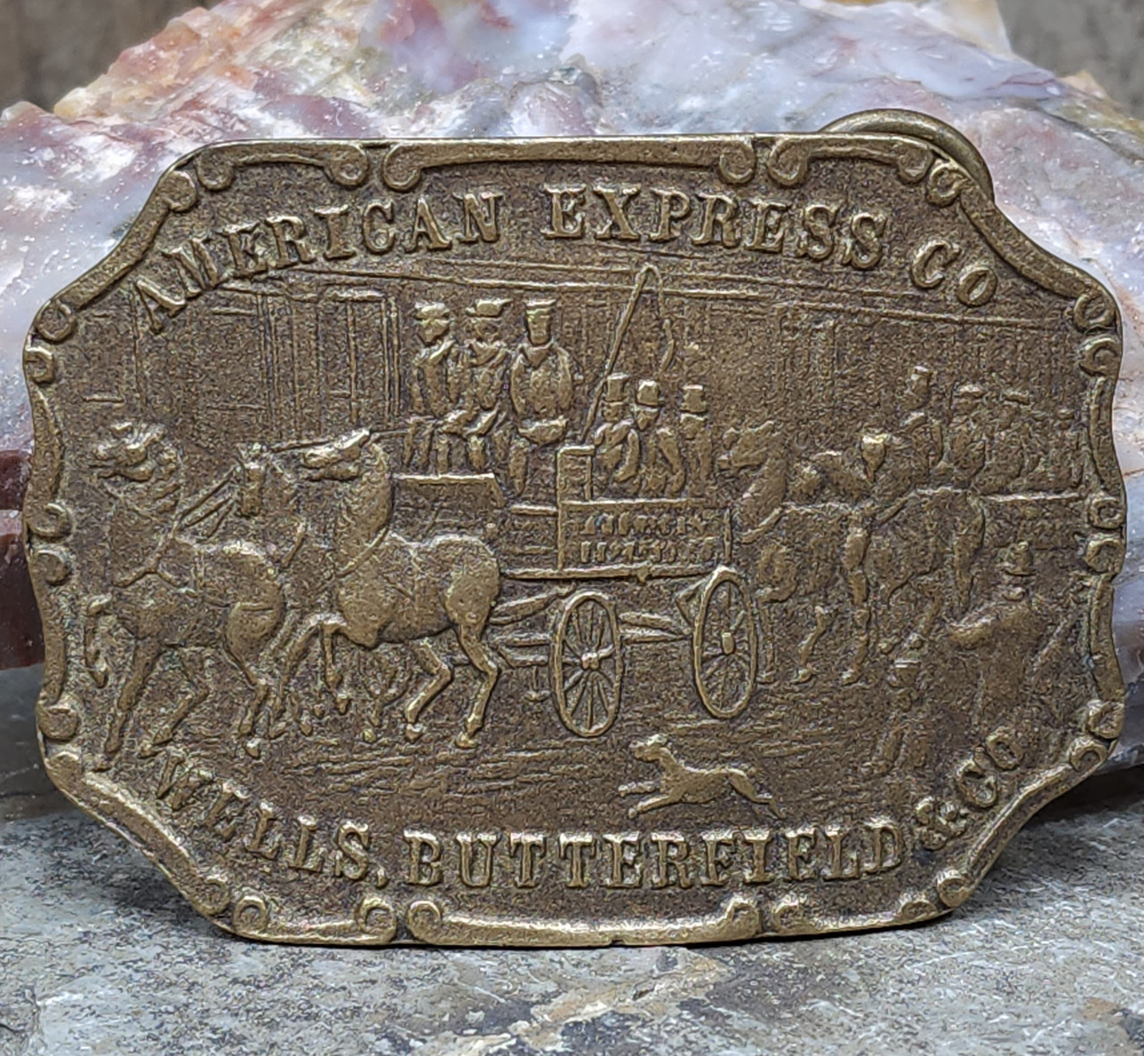VINTAGE AMERICAN EXPRESS CO WELLS BUTTERFIELD CO Brass Belt Buckle N.O.S AMERICAN EXPRESS CO WELLS,BUTTERFIELD @ CO.BELT BUCKLE  main image 3