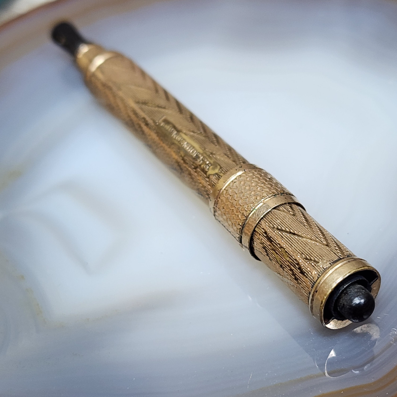 Antique Victorian E.S. Johnson & Co. Gold Plated Retractable Pen