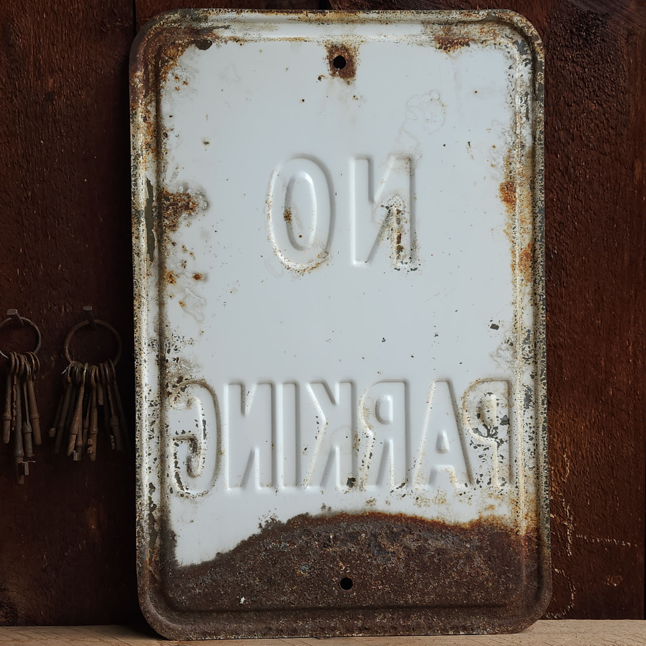 Old Vintage Embossed No Parking Sign Great Weathered Patina Street Road ...