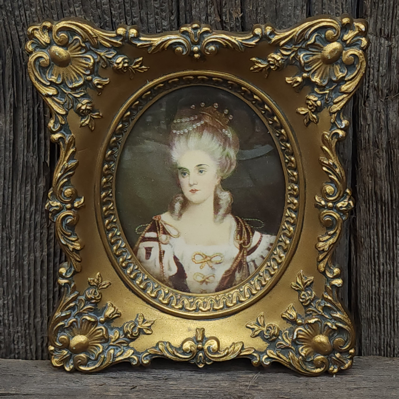 Vintage Cameo Creation Bubble Glass Portrait Picture Frame Lambert