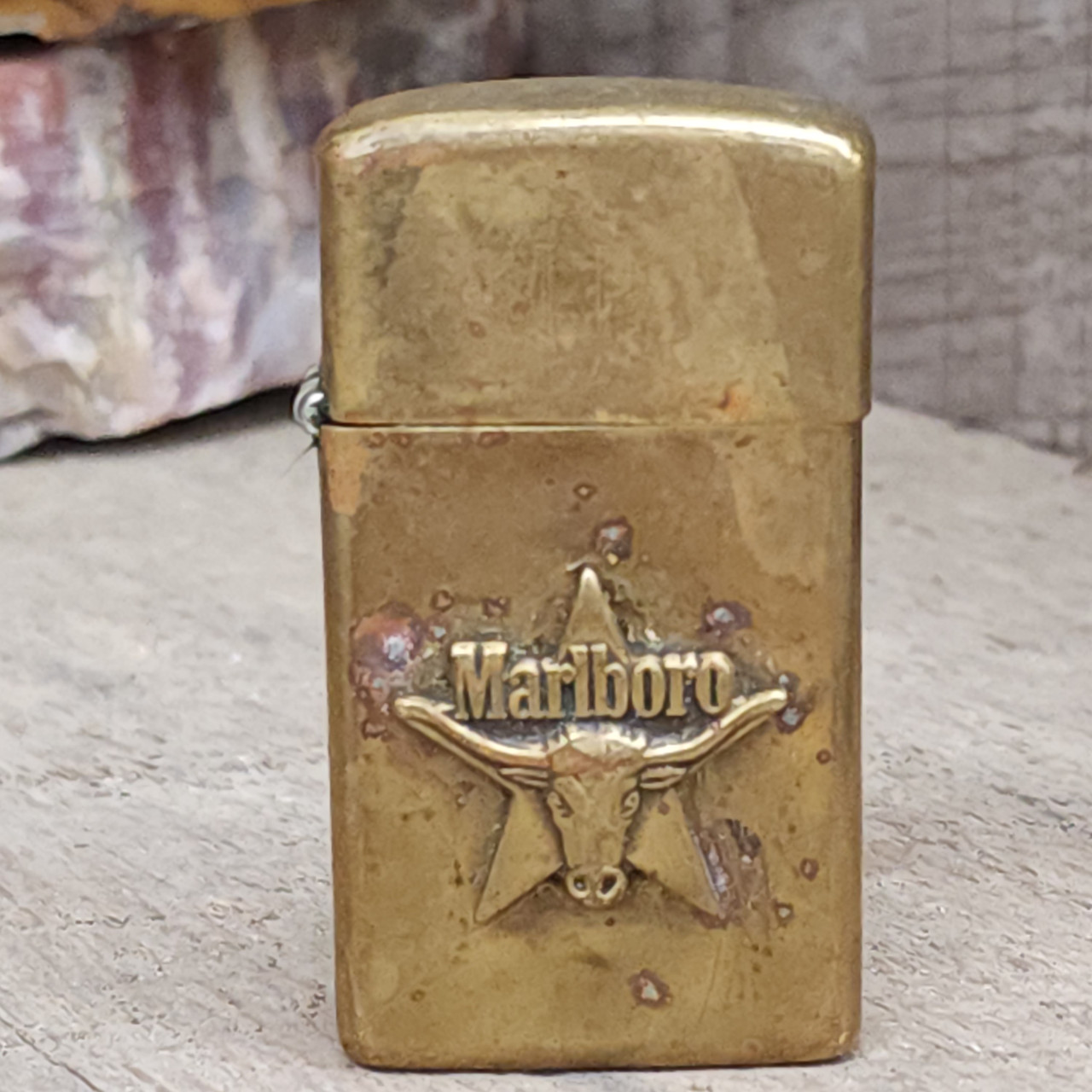 1991 Brass Marlboro Cigarettes Advertising Slim Zippo Cigarette