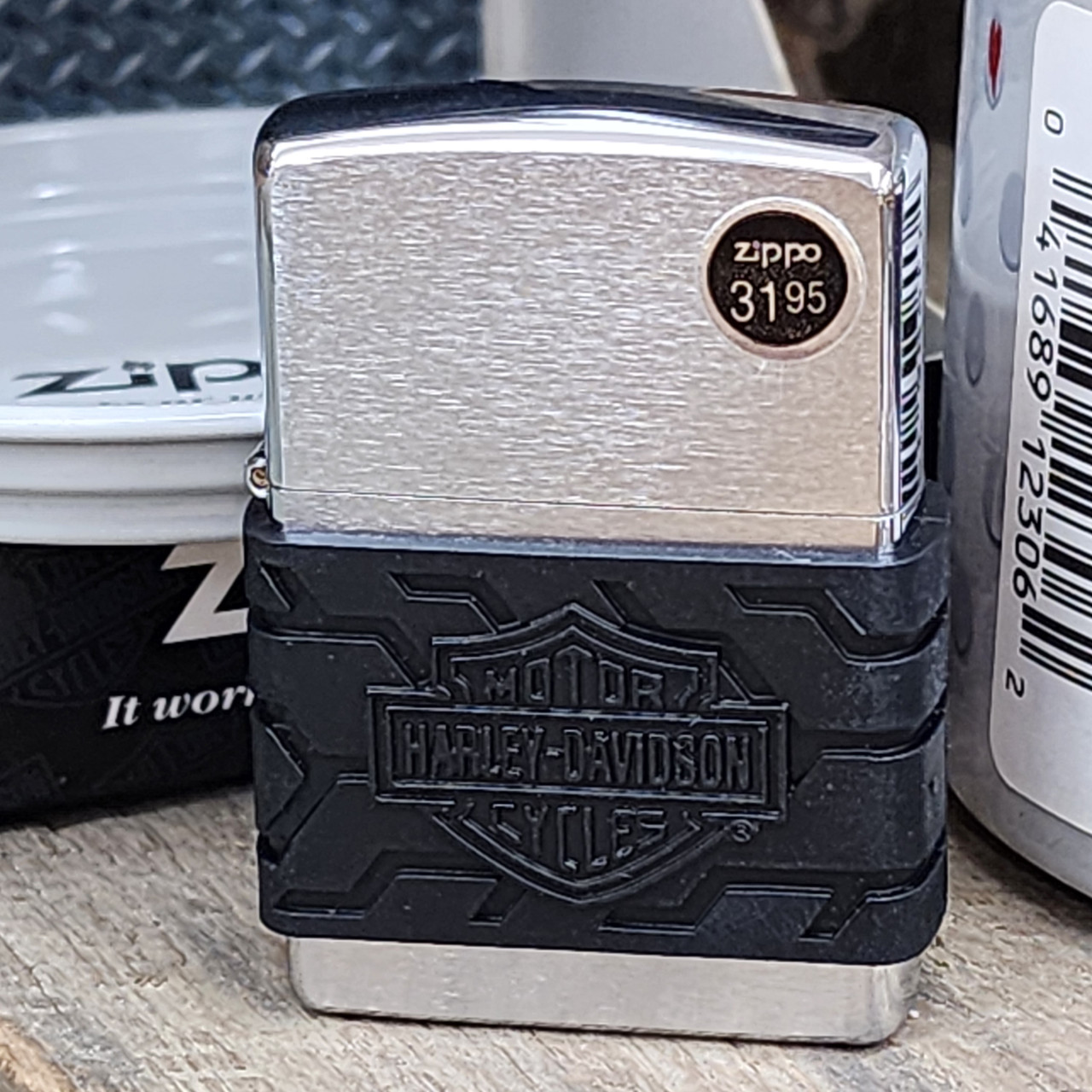 2000 Unfired Zippo Harley-Davidson Motorcycles Oil Filter Tin