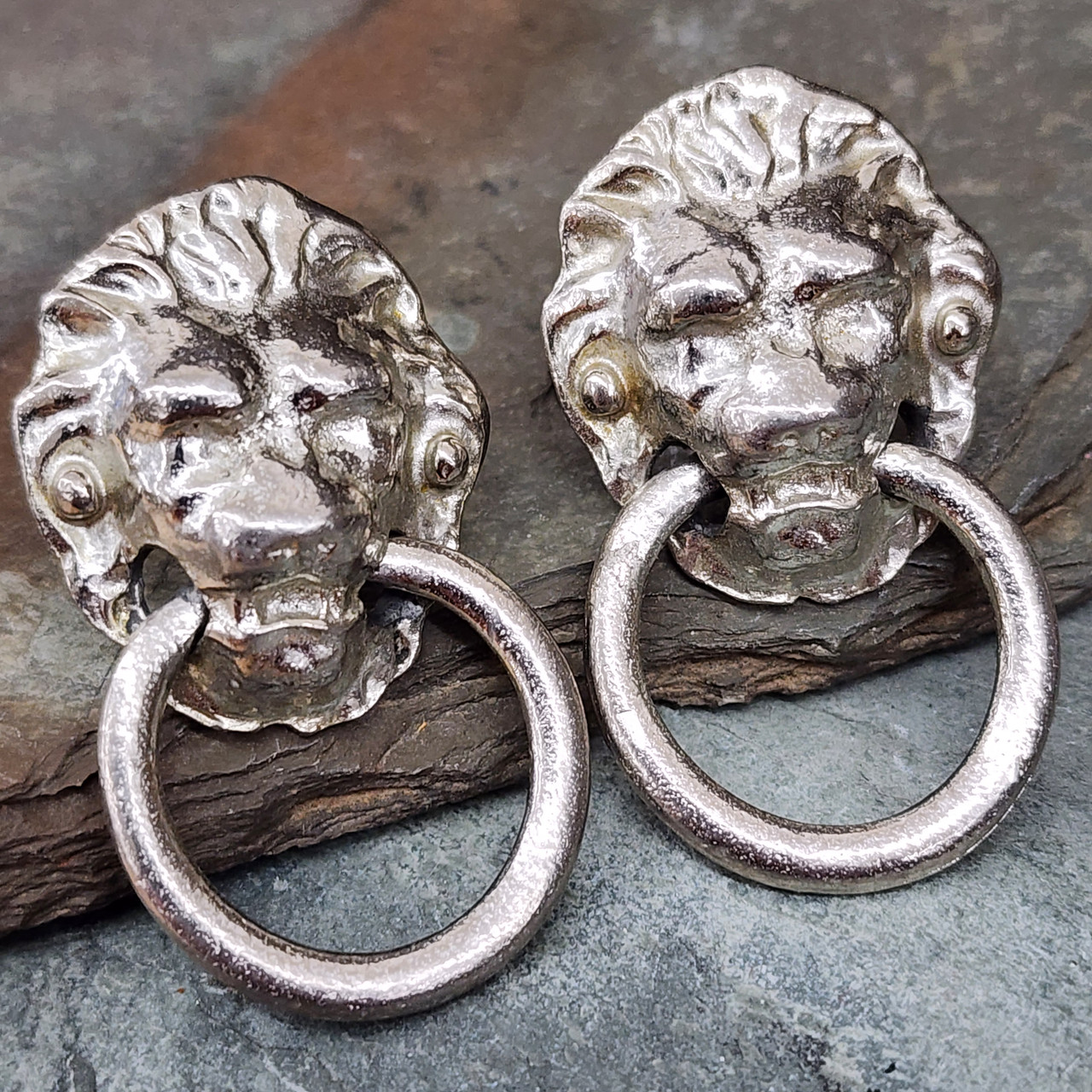 Lion head store door knocker earrings