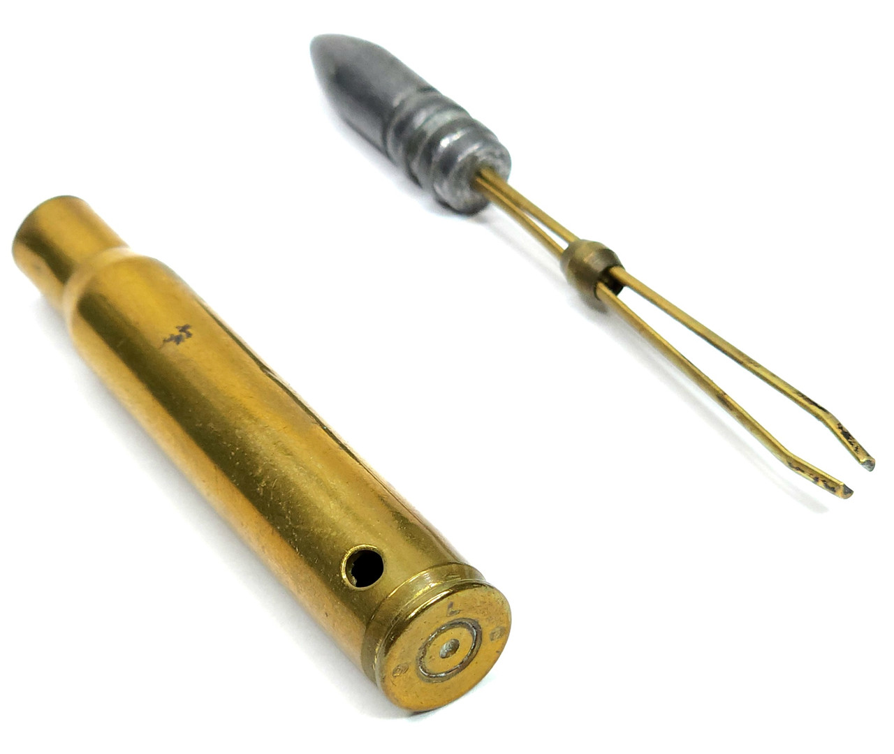 Vintage Handmade Rifle Bullet Gun Shell with Hidden Roach Clip Inside  Tweezers