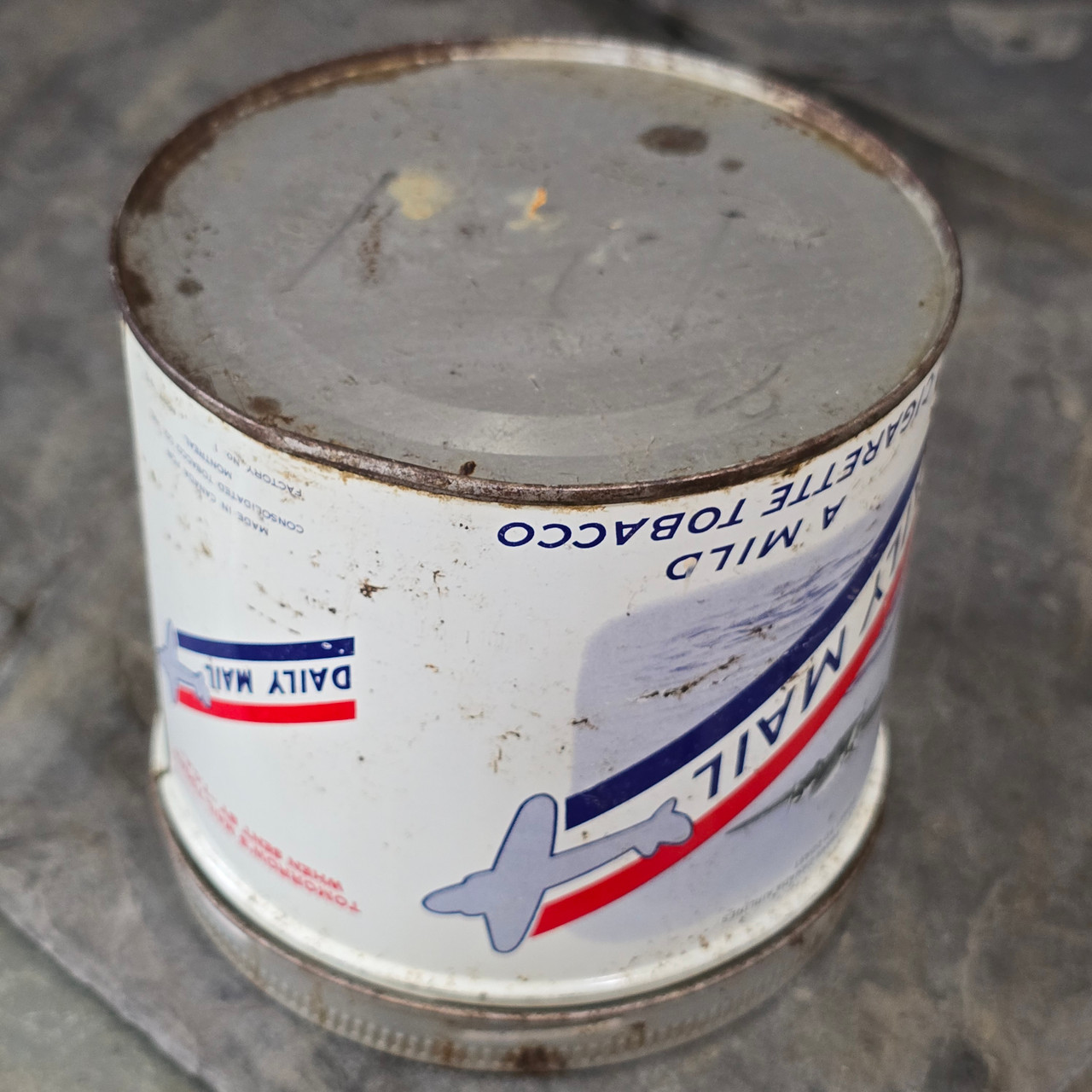 daily mail tobacco Vintage Daily Mail Cigarette Tobacco Advertising Tin Can w/ Lockheed 14  Airplane