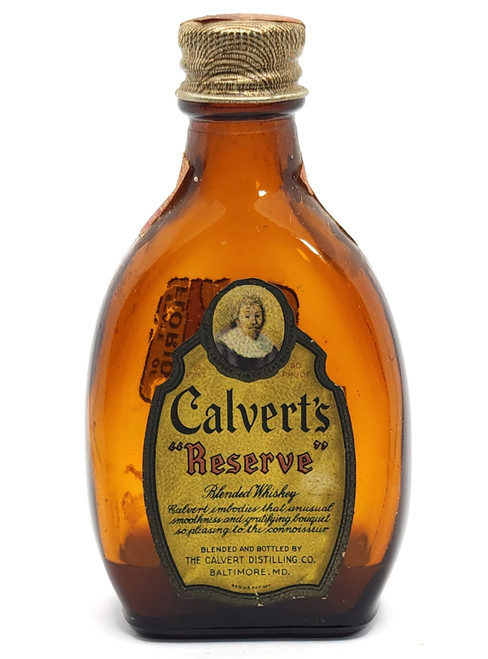 Vintage Calvert's Reserve Whiskey Mini Bottle Miniature Liquor Flask Nip Whisky