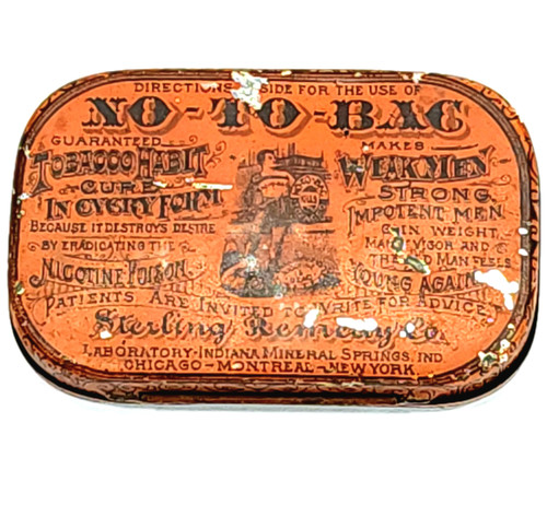 Antique Sterling Remedy Co. No-To-Bac Advertising Tin Tobacco Cure