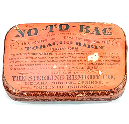 Antique Tobacco Habit Cure No-To-Bac Pill Sterling Remedy Advertising Tin