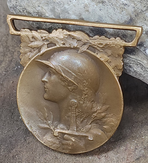 Antique Brass French World War I Commemorative Medal Watch Fob Grande Guerre