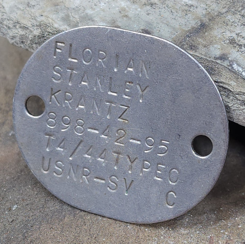 World War 2 Era USNR U.S. Navy Soldier Military Dog Tag Florian Stanley Krantz