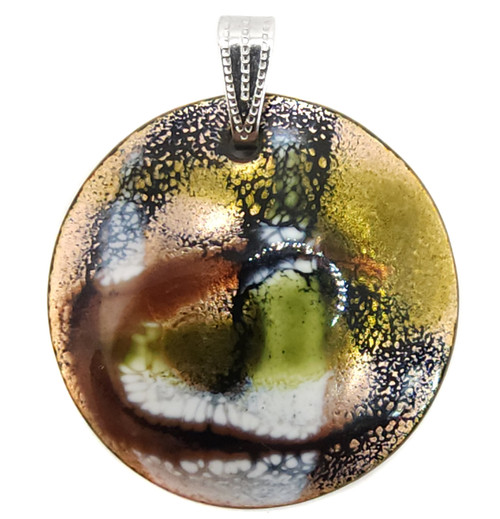 Jules Perrier Handmade Vintage Enameled Copper Necklace Pendant MCM Modernist