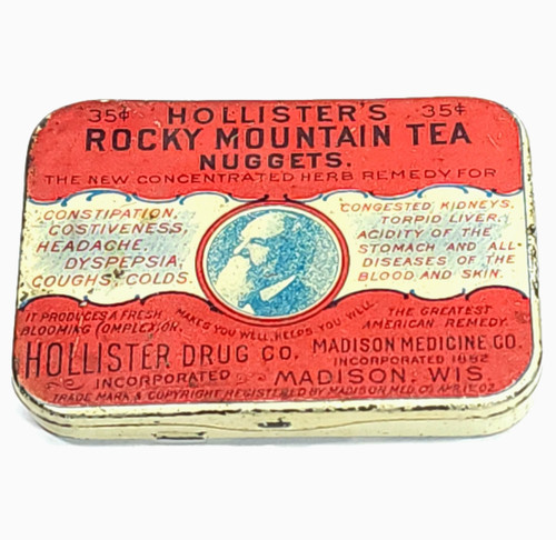 Antique Hollister's Rocky Mountain Tea Nuggets Advertising Tin w/ Booklet