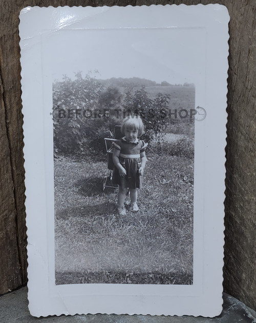 Antique Black & White Snapshot Photograph Identified Subject Nancy Shaefer Photo