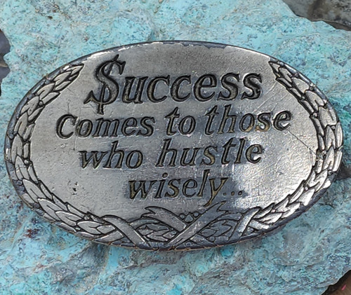 1976 Great American Buckle Success Comes to Those Who Hustle Wisely Belt Buckle
