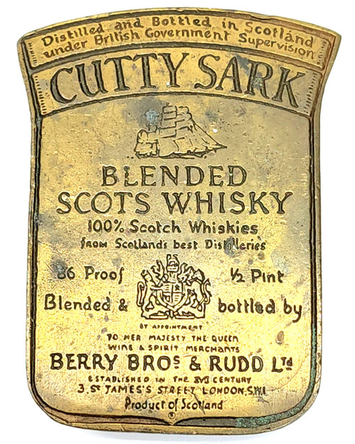 Vintage Bergamot Brass Works Cutty Sark Blended Scots Whisky Belt Buckle