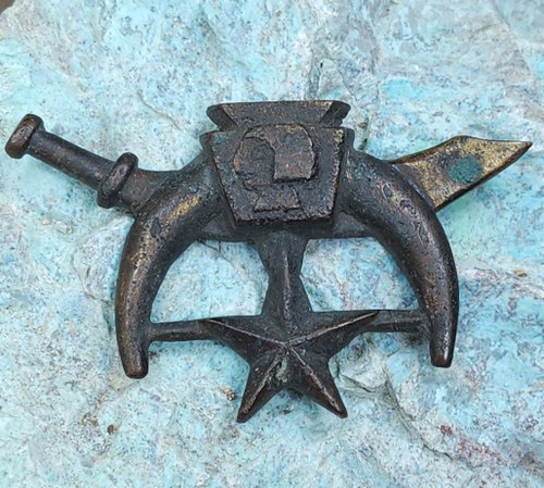 Antique Cast Brass Shriners Symbol Emblem Paperweight Masonic Masons